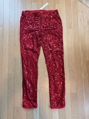 Red Sequin women’s lined pants